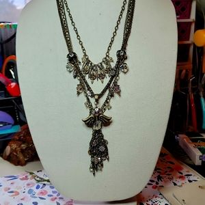 " You BEE Drippin' ": 4-Strands (3 tiers) = 1 Sngle Ant. Brass & Bronze Necklace